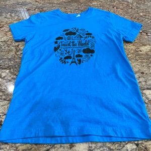 Travel the world blue t-shirt